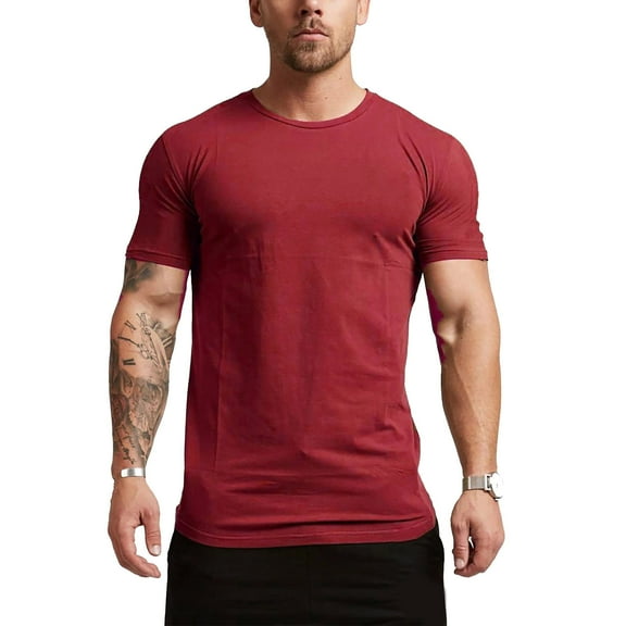 TBWNWG Men T Shirts Men's Breathable Ice Silk Short Sleeve Slim Fit Fashion Round Neck Top for Summer,Sizes L