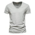 thumbnail image 1 of TBWNWG Men T Shirts Mens Fashion Casual Solid Color V Neck Short Sleeve T Shirt Top for Versatile Outfits and Daily Wear,Size 5XL, 1 of 2