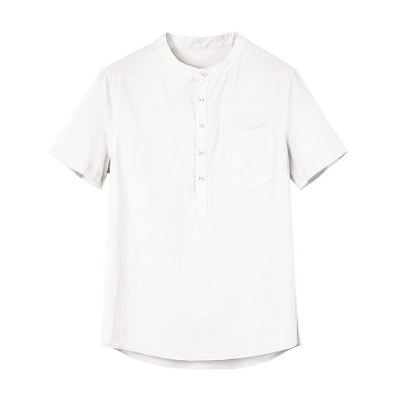 TBWNWG Men T Shirts Summer Pocket Casual Short Round Solid Sleeve Top Neck for Men,Size 2XL