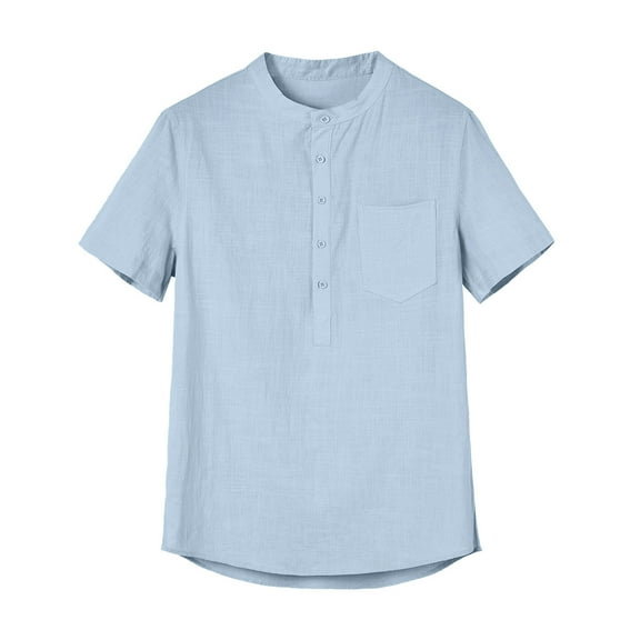 TBWNWG Men T Shirts Summer Pocket Casual Short Round Solid Sleeve Top Neck for Men,Sizes M