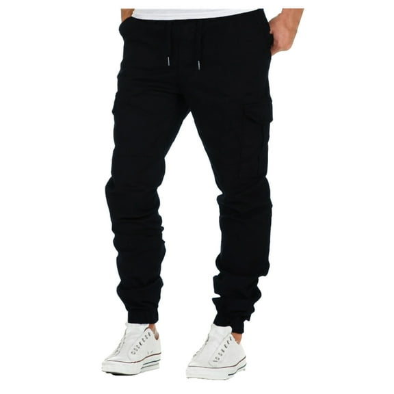 TBWNWG Men's Cargo Pants Solid Trousers - Pocket Leisure Four Tooling Style for Everyday Wear,Sizes M