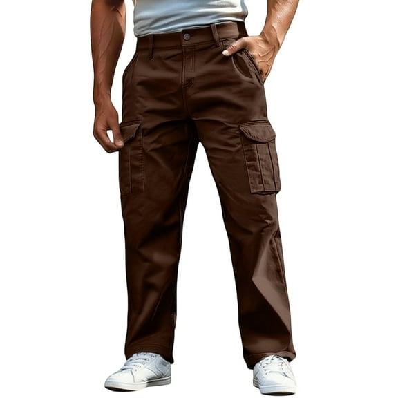 TBWNWG Men's Casual Cargo Pants With Pockets Comfortable Loose Fit Workwear Trousers For Outdoor Daily Wear Durable Stretch Fabric,Sizes 2XL