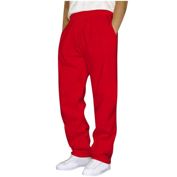 TBWNWG Men's Casual Pants Comfortable Loose Fit Solid Color Joggers Winter Warm Lined Sweatpants for Tall and Large Individuals,Size 5XL
