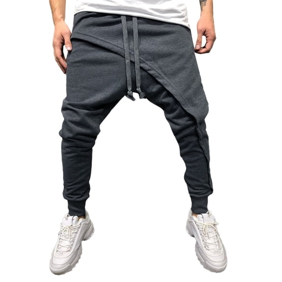 TBWNWG Men's Casual Pants Drawstring Joggers Solid Sweatpants Stylish Patchwork Trousers for All Seasons,Size L