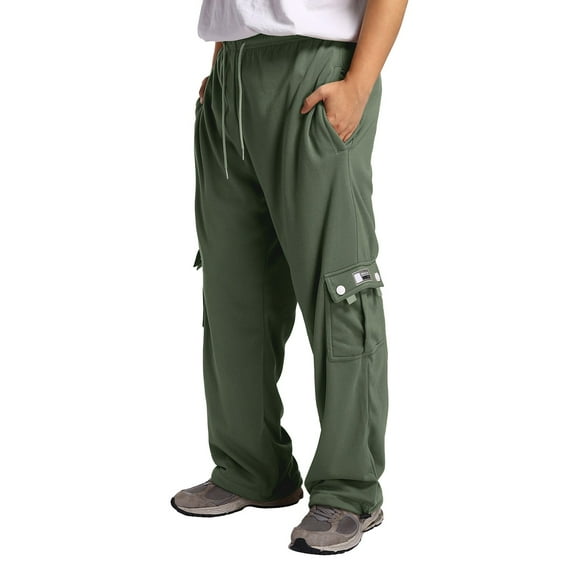 TBWNWG Men's Casual Pants Male Fitness Running Trousers Drawstring Loose Waist Solid Color Pocket Sweatpants for Active,Size S