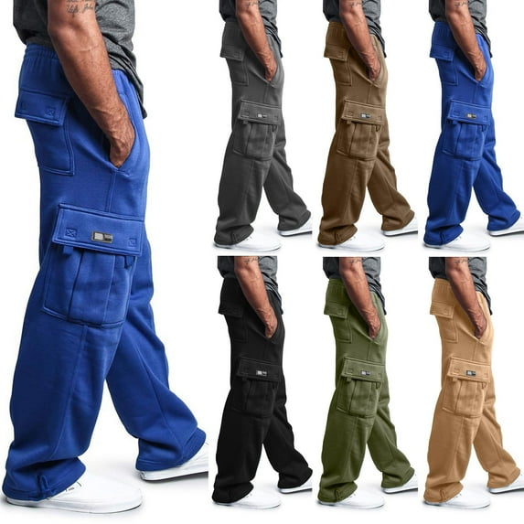 TBWNWG Men's Casual Pants Rope Loosening Waist Solid Color Pocket Trousers for Comfortable Sports Activities,Size 2XL