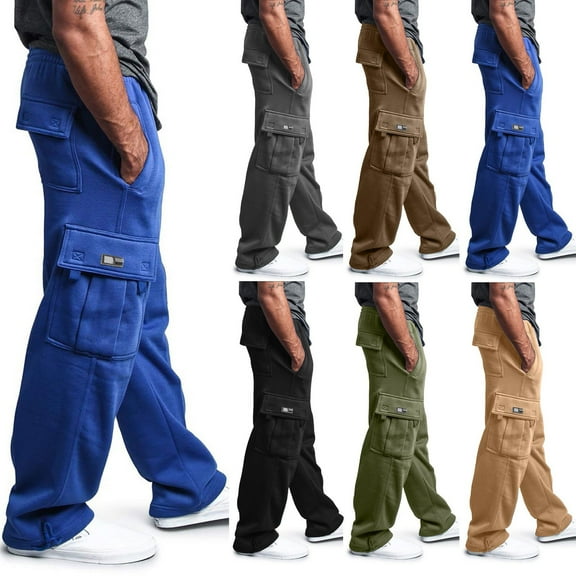 TBWNWG Men's Casual Pants Rope Loosening Waist Solid Color Pocket Trousers for Comfortable Sports Activities,Size M