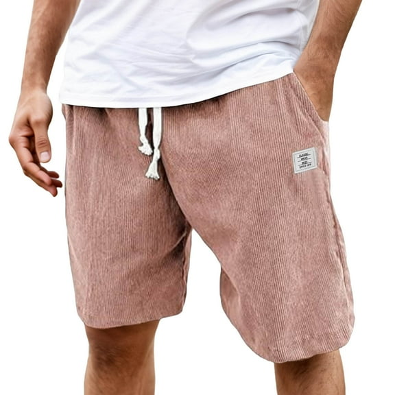 TBWNWG Men's Casual Shorts Breathable Corduroy Pants with Pocket Design for Daily Leisure Straight Fit for Spring Summer Autumn Comfortable Versatile Attire,Size XL