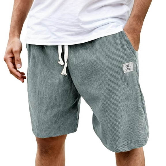 TBWNWG Men's Casual Shorts Breathable Corduroy Pants with Pocket Design for Daily Leisure Straight Fit for Spring Summer Autumn Comfortable Versatile Attire,Sizes L