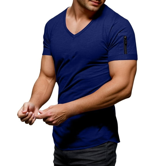 TBWNWG Men's Casual V Neck T Shirts With Zipper Design for Everyday Use for Spring and Summer and Ideal for Pairing with Jeans or Casual Pants,Sizes XL