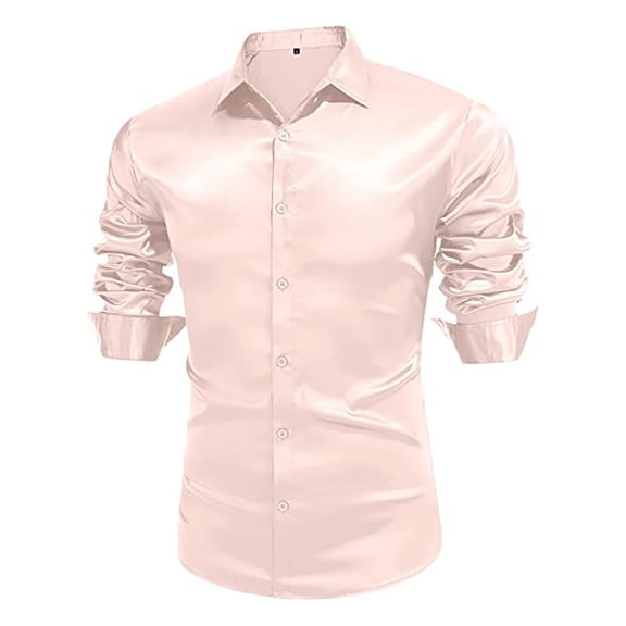 TBWNWG Men's Glossy Disco 70s Retro Casual Long Sleeve Shirt Top for Party and Daily Wear,Sizes S