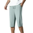 thumbnail image 1 of TBWNWG Men's Ice Silk 3/4 Pants Summer Lightweight Loose Fit Casual Sports Shorts Plus Size Comfortable Relaxed Trousers For Men,Size L, 1 of 5