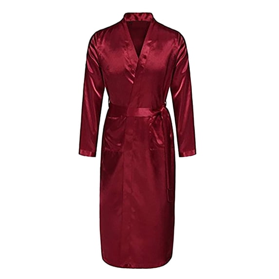 TBWNWG Men's Lightweight Long Sleeve Open Front Loungewear Robe for Spring and Autumn Comfortable Relaxation At Home,Size S