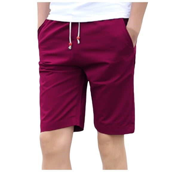 TBWNWG Men's Linen Shorts Casual Elastic Waist Drawstring Summer Beach Shorts Classic Fit,Size M