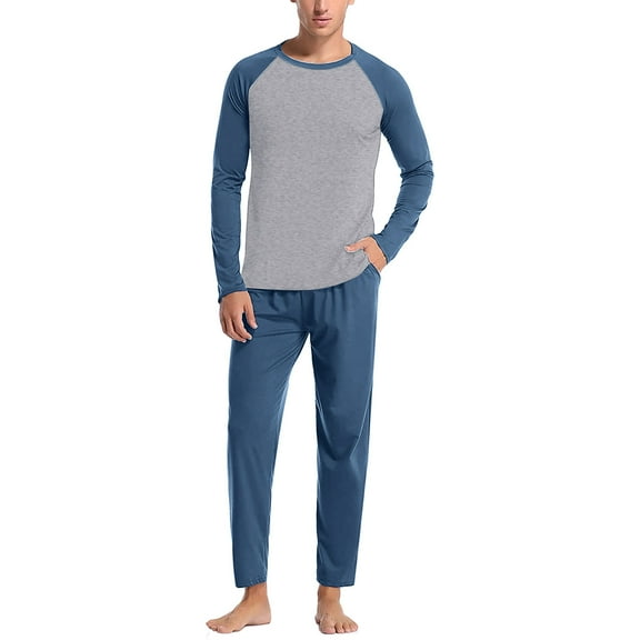 TBWNWG Men's Pajama Set Soft Solid Color Two Piece Loungewear Home Service for Comfort and Relaxation,Sizes L