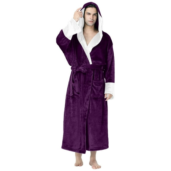 TBWNWG Men's Pajama & Sets & Loungewear Male Casual Solid Patchwork Hooded Leisure Wear Drawstring Three Quarter Sleeve Bathrobe Pajamas,Sizes M