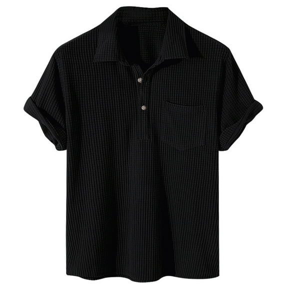 TBWNWG Men's Shirts Male Casual Walf Checks Solid T Shirt Blouse Turn Down Short Sleeve Shirts Blouse for Everyday Wear,Sizes 2XL