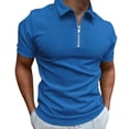 thumbnail image 1 of TBWNWG Men's Shirts Male Casual Walf Checks Solid T-Shirt Blouse Turn Down Zipper Short Sleeve Shirts Blouse for Everyday Wear,Sizes 2XL, 1 of 5