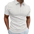 thumbnail image 1 of TBWNWG Men's Shirts Male Casual Walf Checks Solid T-Shirt Blouse Turn Down Zipper Short Sleeve Shirts Blouse for Everyday Wear,Sizes M, 1 of 5