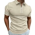 thumbnail image 1 of TBWNWG Men's Shirts Male Casual Walf Checks Solid T-Shirt Blouse Turn Down Zipper Short Sleeve Shirts Blouse for Everyday Wear,Sizes XL, 1 of 5