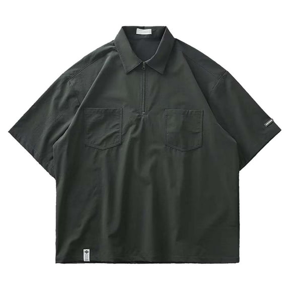 TBWNWG Men's Shirts Versatile Fashion Youth Solid Color Summer Five Quarter Sleeve Shirt for Modern Style,Size 3XL