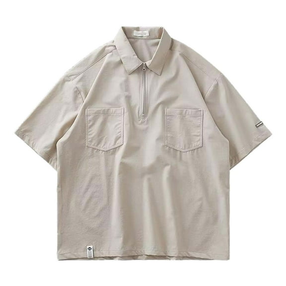 TBWNWG Men's Shirts Versatile Fashion Youth Solid Color Summer Five Quarter Sleeve Shirt for Modern Style,Size M