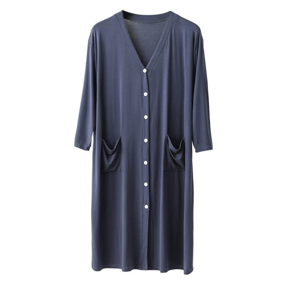 TBWNWG Men's Sleeping Robe Cardigan Loungewear Set Soft Comfortable Draped Nightgown Bathrobe for Home Relaxation,Size 2XL