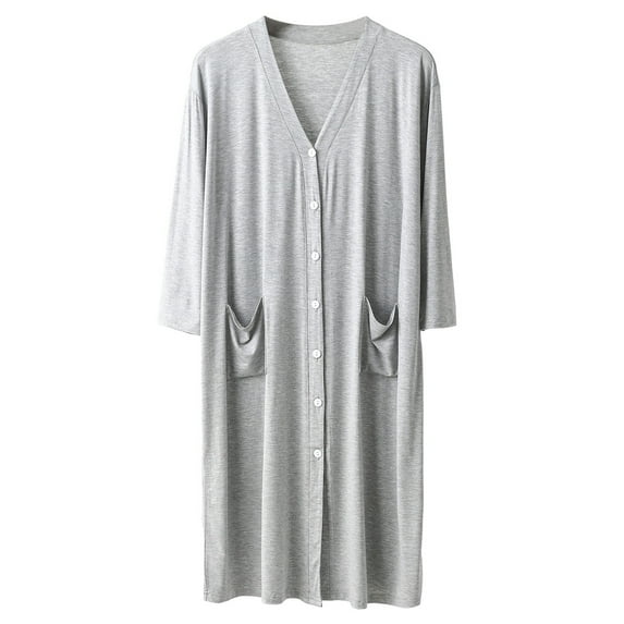 TBWNWG Men's Sleeping Robe Cardigan Loungewear Set Soft Comfortable Draped Nightgown Bathrobe for Home Relaxation,Sizes XL