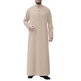 thumbnail image 1 of TBWNWG Men's Solid Color Button Down Loose Fit Comfortable Thobe Robe for Daily Wear,Size M, 1 of 7