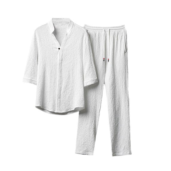 TBWNWG Men's Solid Color Tang Suit Two Piece Set Casual Formal Attire Large Size,Size 4XL