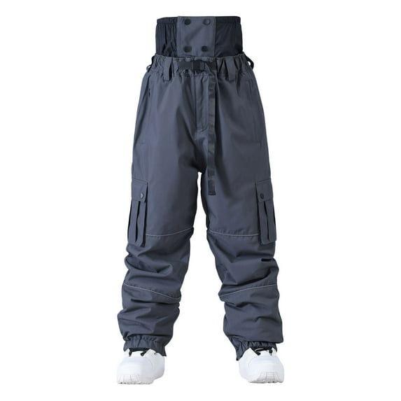 TBWNWG Men's Solid Colour Windproof Winter Outdoor Warm Thickened Double Shoulder Ski Trousers Sport Comfort Trousers With Side Pockets,Size L