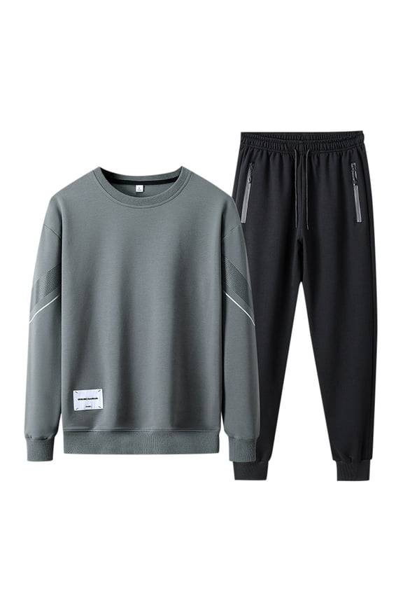 Men's Spring Autumn Leisure Suit Thin Hooded Tracksuit Large Size Athletic Crew Neck Sportswear Outfit,Size 3XL