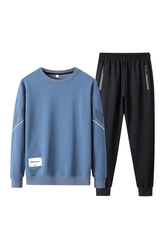 Men's Spring Autumn Leisure Suit Thin Hooded Tracksuit Large Size Athletic Crew Neck Sportswear Outfit,Sizes 4XL