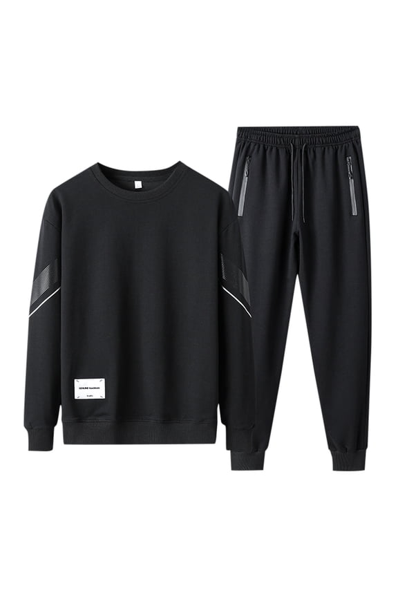 Men's Spring Autumn Leisure Suit Thin Hooded Tracksuit Large Size Athletic Crew Neck Sportswear Outfit,Sizes XL