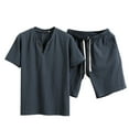 thumbnail image 1 of TBWNWG Men's Suits Sleeve Shorts Summer Set Two Piece Short Solid Suits for Men,Size 2XL, 1 of 6
