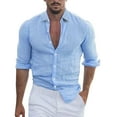 thumbnail image 1 of TBWNWG Men's Summer Casual Solid Color Long Sleeve Shirt Comfortable Turn Down Collar Plus Size Tops,Size 2XL, 1 of 7