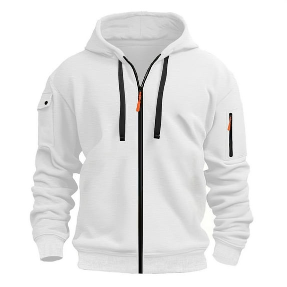 TBWNWG Men's Sweatshirts,Men's Zip Up Hoodie With Embroidered Badge Pocket Casual Pullover Sweatshirt For Outdoor Sports And Daily Wear,Size L