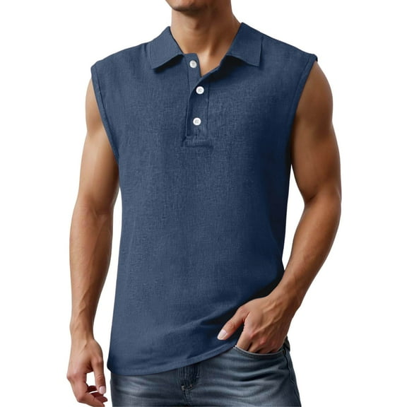 TBWNWG Men's Tank Tops Big and Tall Sleeveless Shirts for Gym Workout Running Beach Summer Button Up Tee Vest,Sizes 3XL