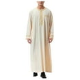 thumbnail image 1 of TBWNWG Men's Thobe Embroidered Long Sleeve Robe Coat Traditional Arab Middle Prayer Garment,Sizes XL, 1 of 6