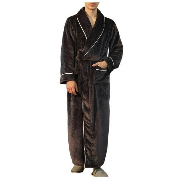 TBWNWG Men's Winter Bathrobe Long Loungewear Cozy Home Wear Soft Cloth Kimono Robe for Gentlemen,Size 3XL