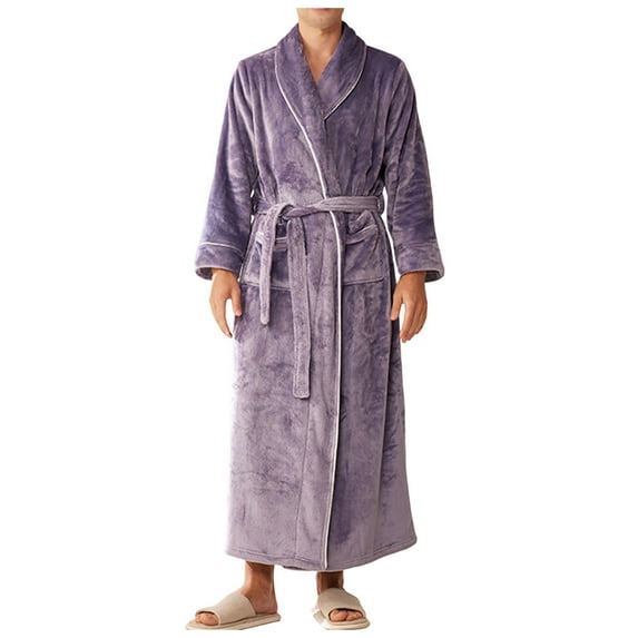 TBWNWG Men's Winter Bathrobe Long Loungewear Cozy Home Wear Soft Cloth Kimono Robe for Gentlemen,Size XL