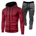 thumbnail image 1 of TBWNWG Men's Winter Sports Polka Print Zipper Hoodie and Pant Suit Set for Comfort,Size XL, 1 of 2