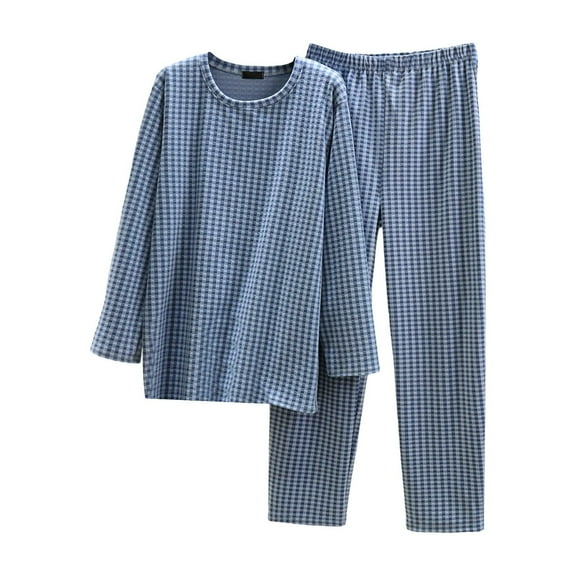 TBWNWG Men's Winter Thermal Flannel Pajama Set Long Sleeve Shirt And Pants Cozy Lined Home Loungewear Outfit,Size L
