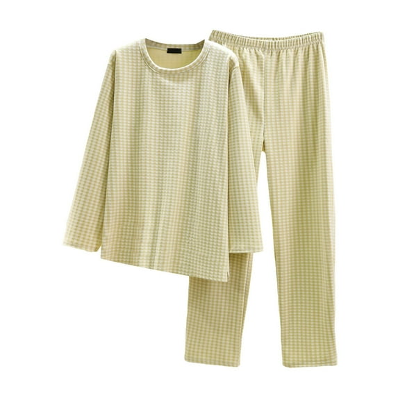 TBWNWG Men's Winter Thermal Flannel Pajama Set Long Sleeve Shirt And Pants Cozy Lined Home Loungewear Outfit,Sizes 5XL