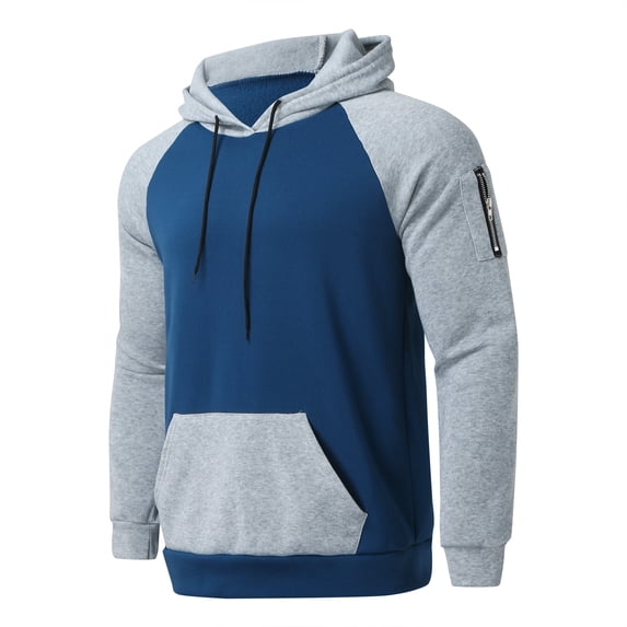 TBWNWG Mens Winter Clothes,Male Casual Patchwork Hoodies Raglan Sleeve Drawstring Long Sleeve Pocket Hooded Blouse,Size 2XL
