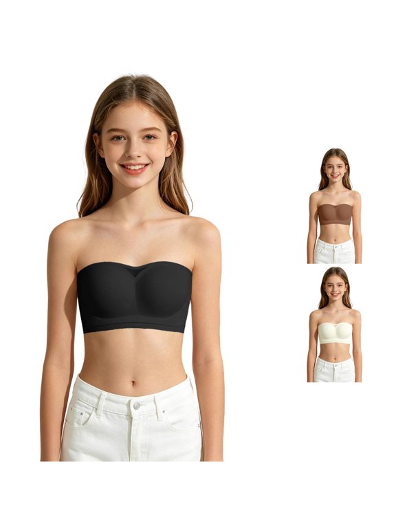 Middle Age Girls Bras Without Shoulder Straps Design Small Back Support Suitable for 13 18 Daily Wear Underwear,Sizes 34=M