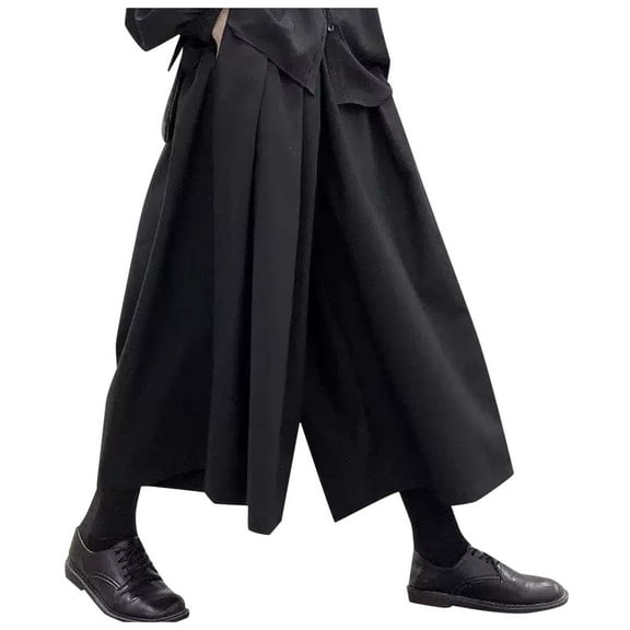 TBWNWG Retro Dark Wide Leg Fashion Men's Culottes Eighth,Size XL