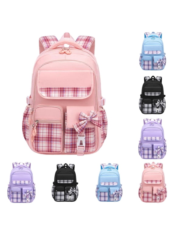 School Backpack for Ages 7-16 Elementary Middle Students Lightweight Large Capacity Double Shoulder Bookbag with Multiple Pockets Daily Commute Casual