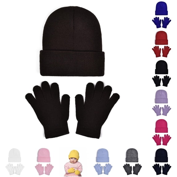TBWNWG Soft Kids Winter Hat With Mittens for Boys Girls Toddler Youth Cold Weather Lined Cap And Knit Set Ideal for Daily Casual Wear Outdoor Activities School,Sizes 2-8 Years