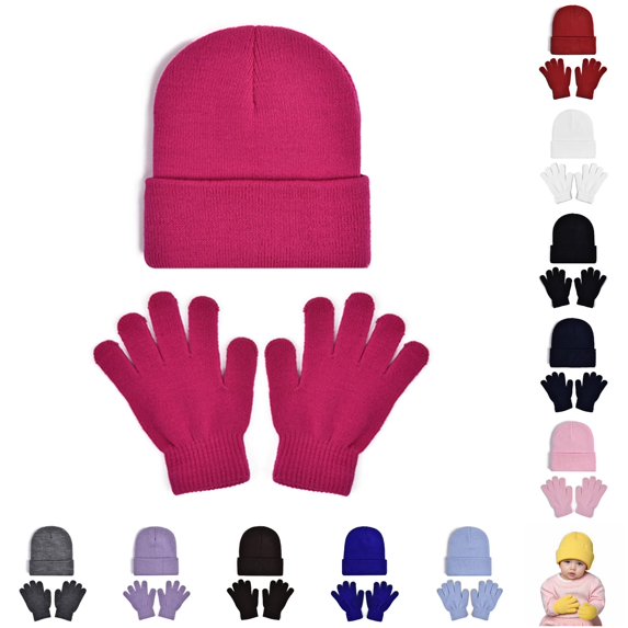 TBWNWG Soft Kids Winter Hat With Mittens for Boys Girls Toddler Youth Cold Weather Lined Cap,Size 2-8 Years